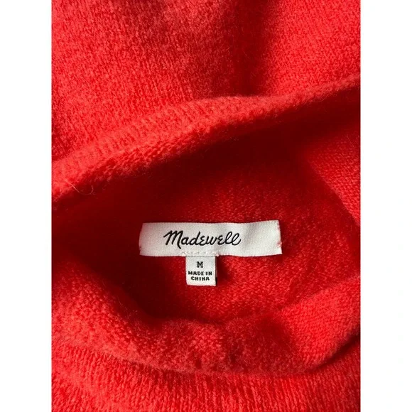 Madewell Red Merino Wool Alpaca Blend Mock Neck Turtleneck Sweater Medium - Picture 5 of 9